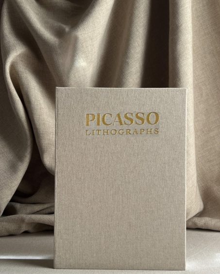 Kumaş Kaplı Tekli Dekoratif Kitap Kutu (Keten Gold Picasso)